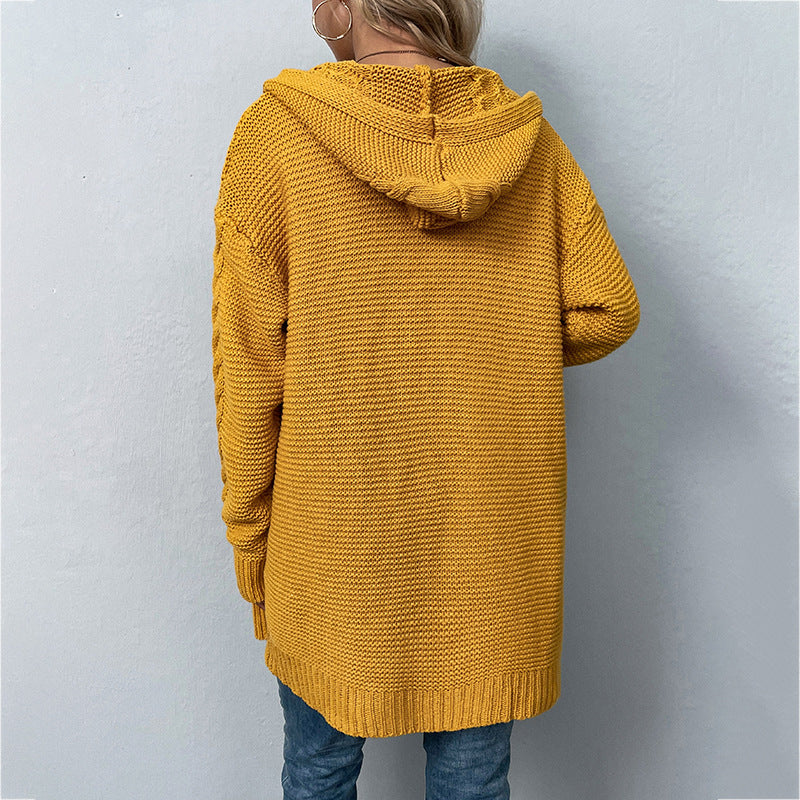 Golden Twist Hooded Cardigan