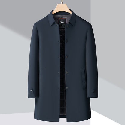 Basilio Down Trench Coat Navy Blue