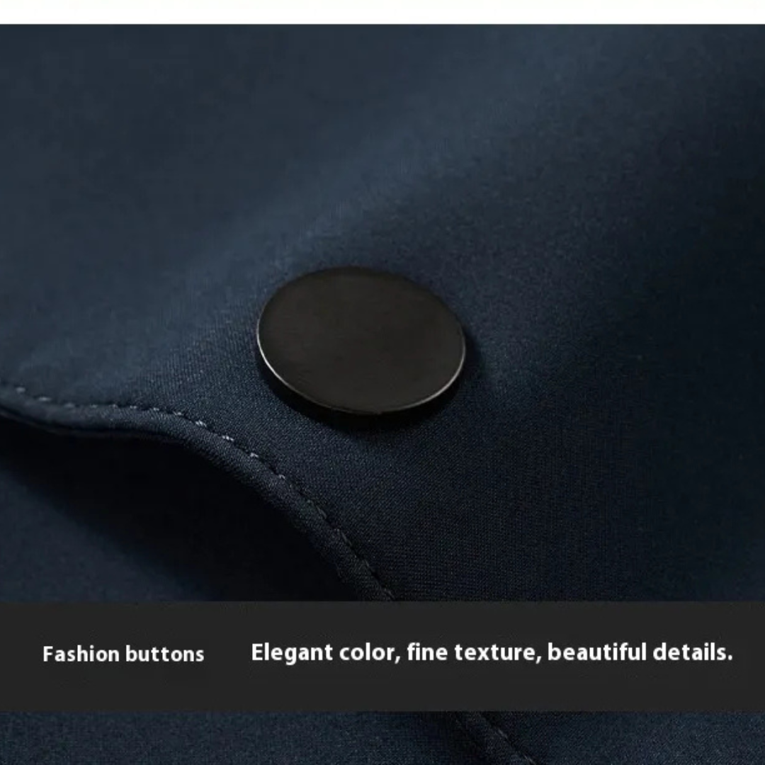 Basilio Down Trench Coat Navy Blue Fashion Buttons