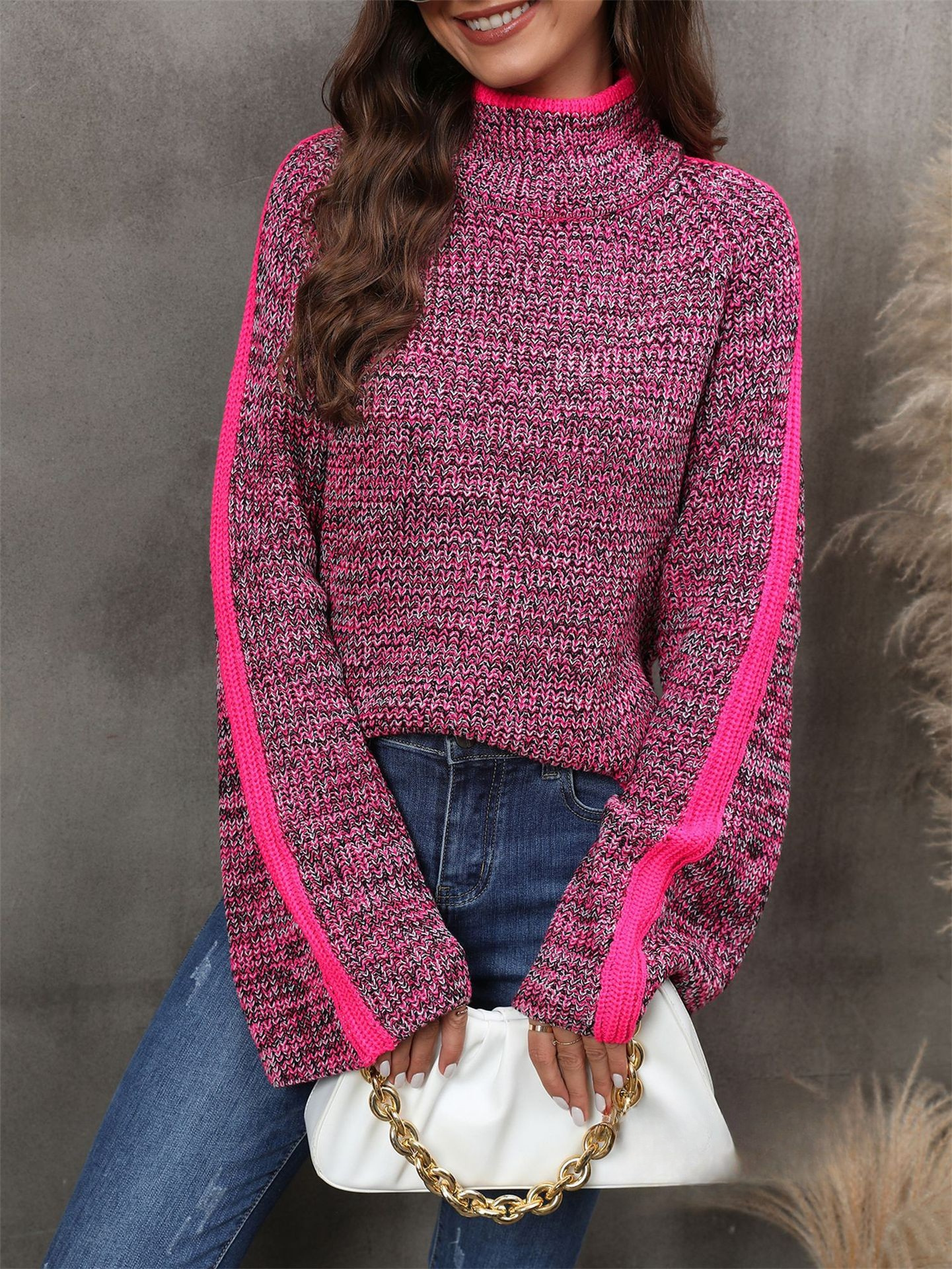 Model Wearing Blossom Tweed Women's Jumper