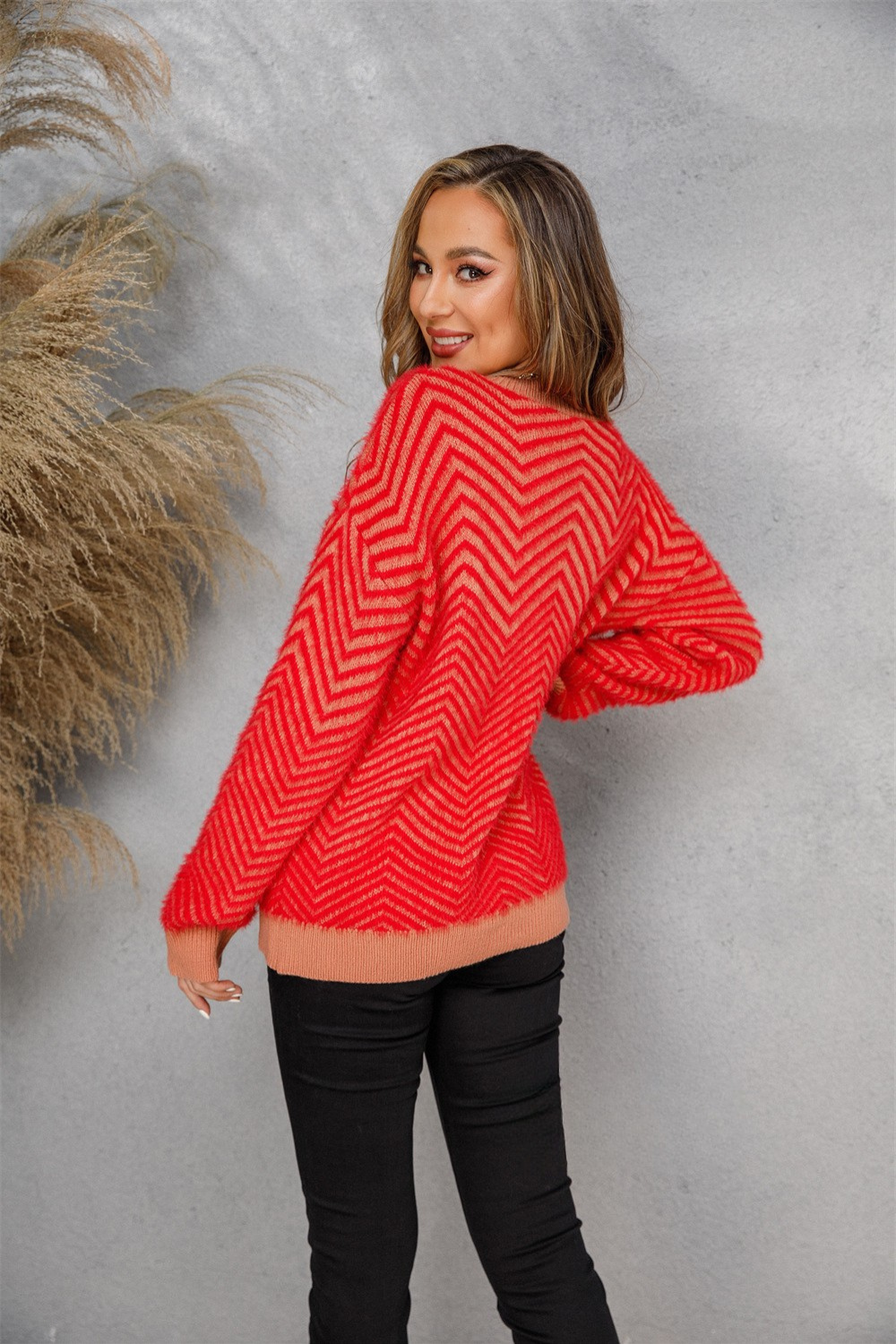 Model Wearing Chevron Charm Women's Jumper