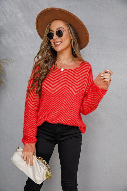 Model Wearing Chevron Charm Women's Jumper