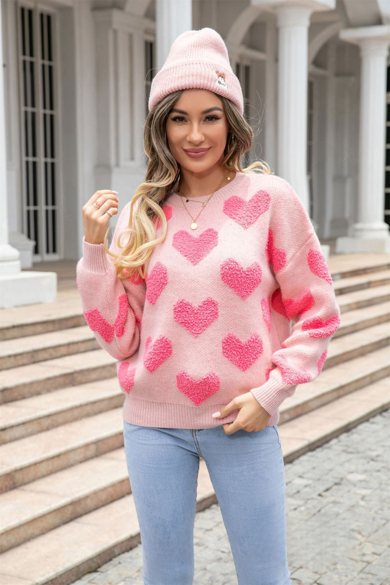 Model Wearing Sweetheart Snuggle Women's Jumper