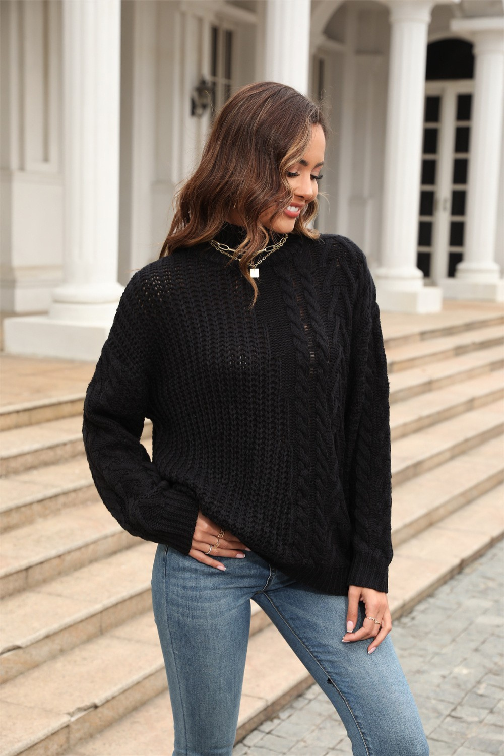 Model Wearing Winter Whisper Women's Jumper